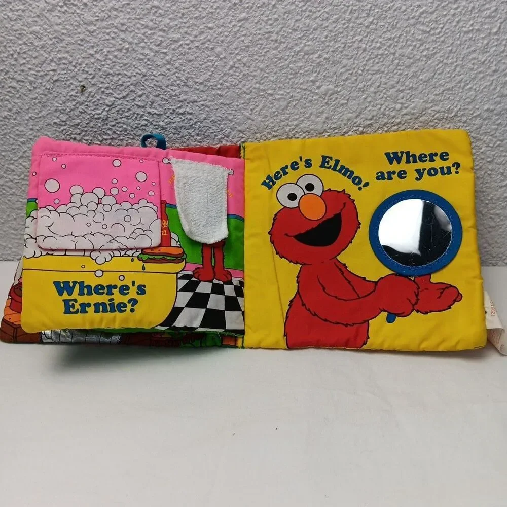 Sesame Street Lot Peek A Boo Soft Book & Cookie Monster Elmo Figures